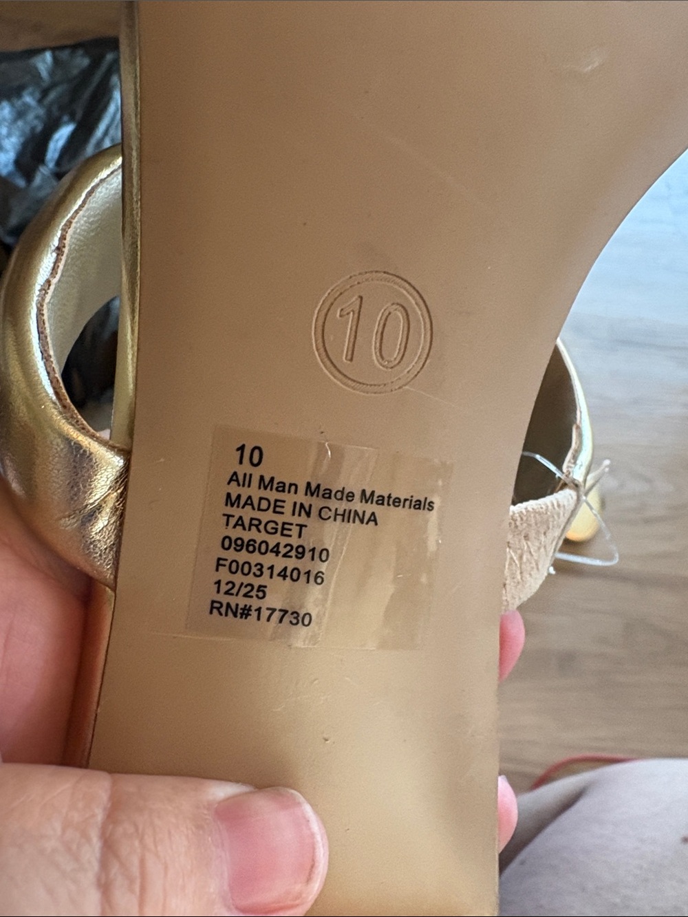 a new day Metallic Gold Padded Double-Strap Slide Sandals size 10 - Picture 6 of 8